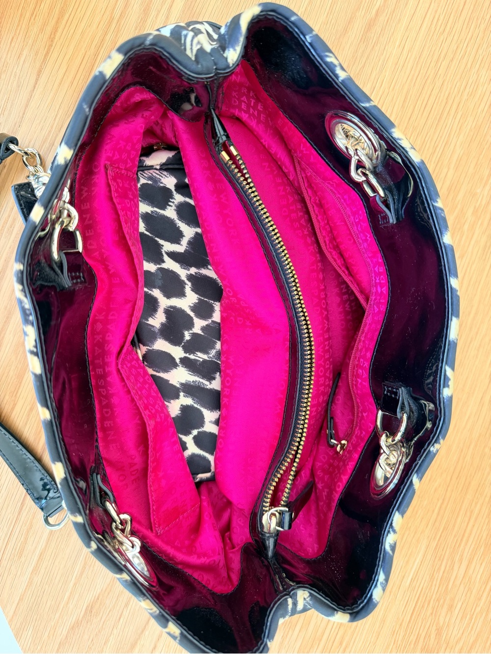 Kate Spade Leopard Print Tote – Gold Chain Strap Shoulder Bag - Picture 4 of 4